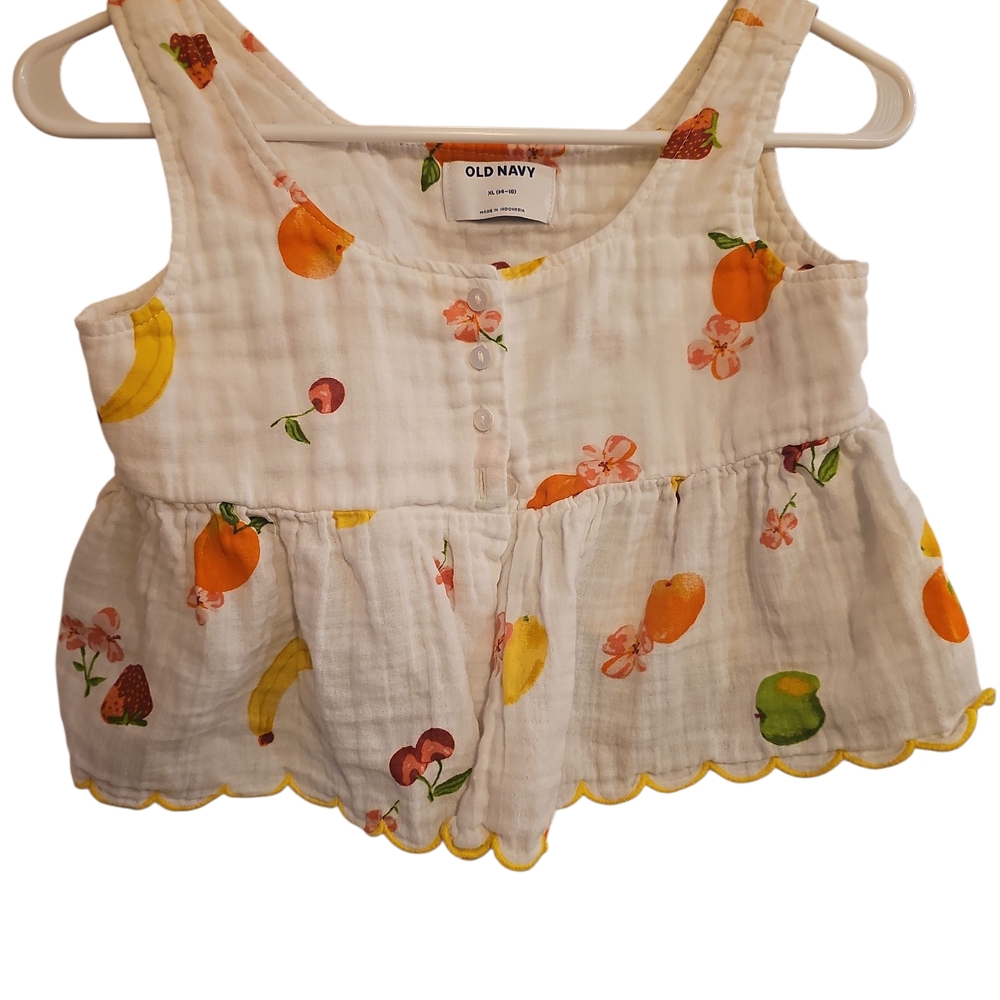 Old Navy Kids Fruit Print Blouse - White and Yellow